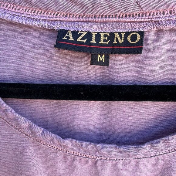 Azieno Vintage Womens Sleeveless Purple Linen Tiered Hem Side Slit Maxi Dress M - Picture 3 of 8